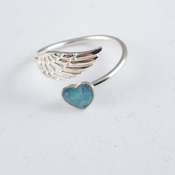 Jewelry - .950 Sterling Silver Wing and Heart Ring
